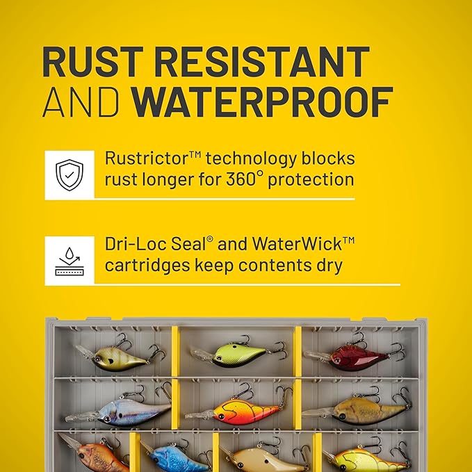 Plano EDGE 3700 Premium Tackle Utility Box, Gray and Yellow, Stackable Organizers, Waterproof, Rust-Resistant Bait and Tackle Storage