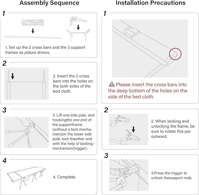 MOON LENCE Height Adjustable Camping Cot - Supports 330 lbs, Portable Folding Bed with Leg Extenders & Camping Pillow for Camping, Hiking, Sleeping, 1 Pack, Black