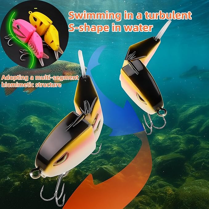5 Pcs Mini Glide Bait for Bass Fishing,2.36 Inch Multi-Jointed Swimbait,Bionic Minnow Lures with Double Hook,Slow Sinking Glide Baits for Freshwater and Saltwater