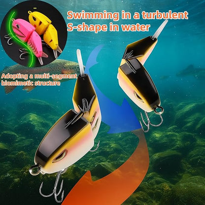 5 Pcs Mini Glide Bait for Bass Fishing,2.36 Inch Multi-Jointed Swimbait,Bionic Minnow Lures with Double Hook,Slow Sinking Glide Baits for Freshwater and Saltwater