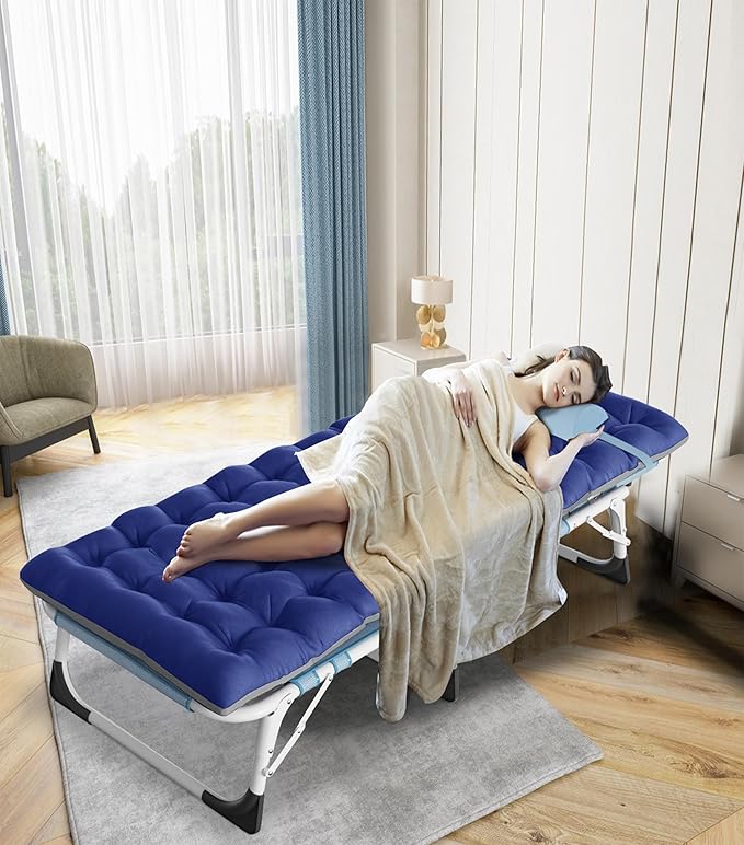 ABORON Folding Camping Cot for Adults, Double Layer 1200D, 500lb Capacity, Heavy Duty Guest Cot with Mat & Carrying Bag for Indoor & Outdoor Use