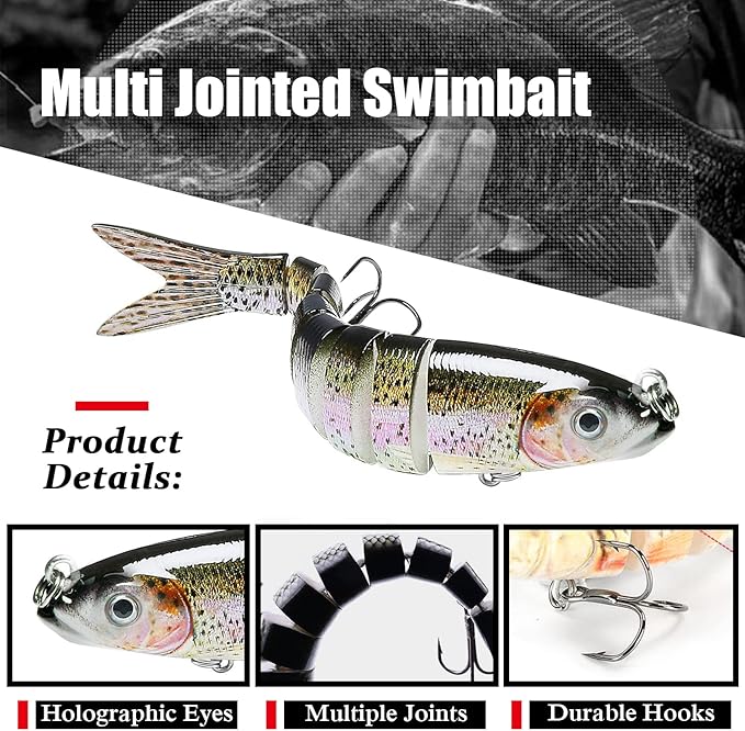 Atibin Multi Jointed Fishing Lure Bass Slow Sinking Swim Bait Bass Bionic Saltwater Fishing Lures Freshwater Realistic Topwater