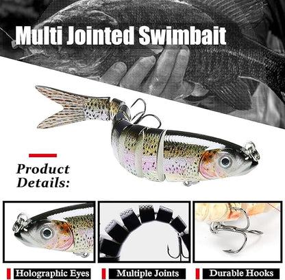 Atibin Multi Jointed Fishing Lure Bass Slow Sinking Swim Bait Bass Bionic Saltwater Fishing Lures Freshwater Realistic Topwater