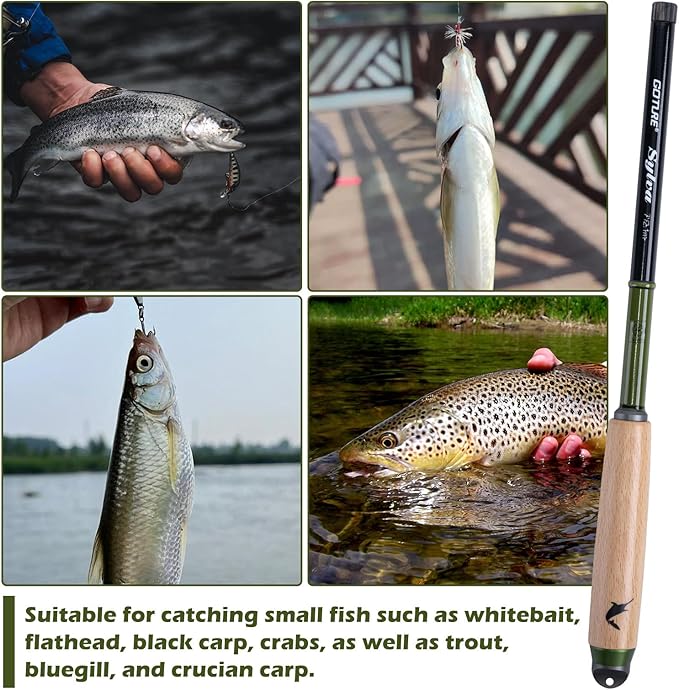 Goture 2pcs Tenkara Fishing Pole for Streams, Rivers, Ultralight Carbon Fiber Fishing Rods Inshore Stream Trout Pole for Micro Fishing