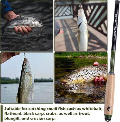 Goture 2pcs Tenkara Fishing Pole for Streams, Rivers, Ultralight Carbon Fiber Fishing Rods Inshore Stream Trout Pole for Micro Fishing