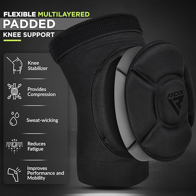 RDX Knee Pads for Work, Oeko TEX Certified, Anti-Slip Protective Thick Padded Foam Pad, Collision Avoidance Sleeves Pair, MMA Muay Thai Grappling Volleyball Football Wrestling Gardening.