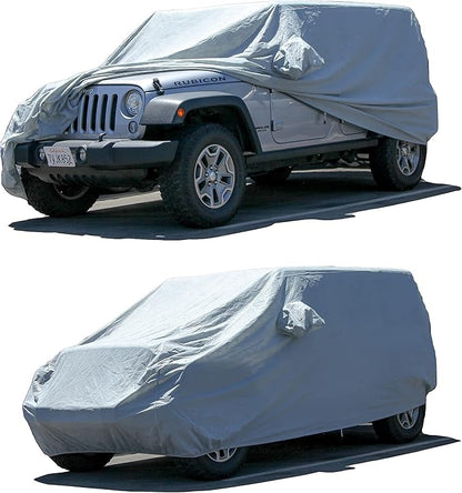 All Weather Waterproof car Cover Easy Access Zipper Good for rain Snow uv Protection dust Compact SUV Explorer Wrangler Sorento Murano Outback 4Runner Venza XC70 Gray