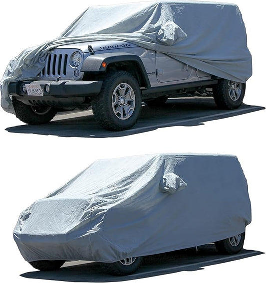 All Weather Waterproof car Cover Easy Access Zipper Good for rain Snow uv Protection dust Compact SUV Explorer Wrangler Sorento Murano Outback 4Runner Venza XC70 Gray