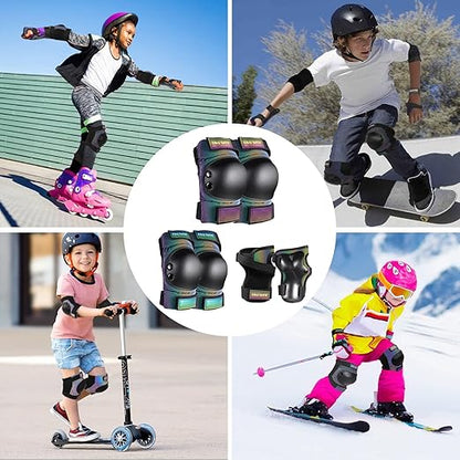 Adult/Kids/Youth Knee Pad Elbow Pads, XINDAER Womens Skate Protective Gear Set 3 in 1 Knee and Elbow Pads Wrist Guards for Skateboard, Roller Skates, Skating, Scooter, Inline Skates, Cycling