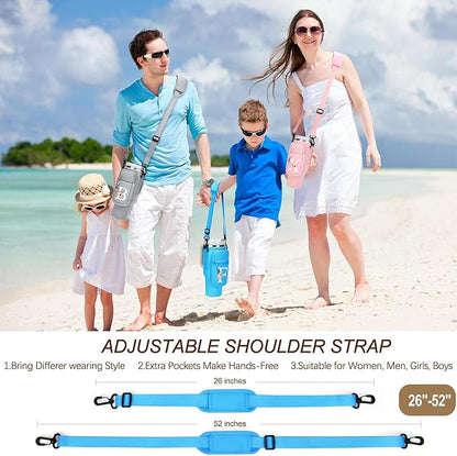 Initial Water Bottle Holder with Strap for Stanley 40 oz Tumbler/Simple Modern 40 oz Tumbler,Water Bottle Carrier Bag with Strap,Personalized A-Z Phone Pocket for Stanley Cup Accessories