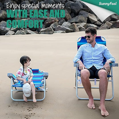 SUNNYFEEL Tall Folding Beach Chair Lightweight, Portable Sand Chair for Adults Heavy Duty 500 LBS with Cup Holders, Foldable High Camping Lawn Chairs for Camp/Outdoor/Picnic/Concert/Sports