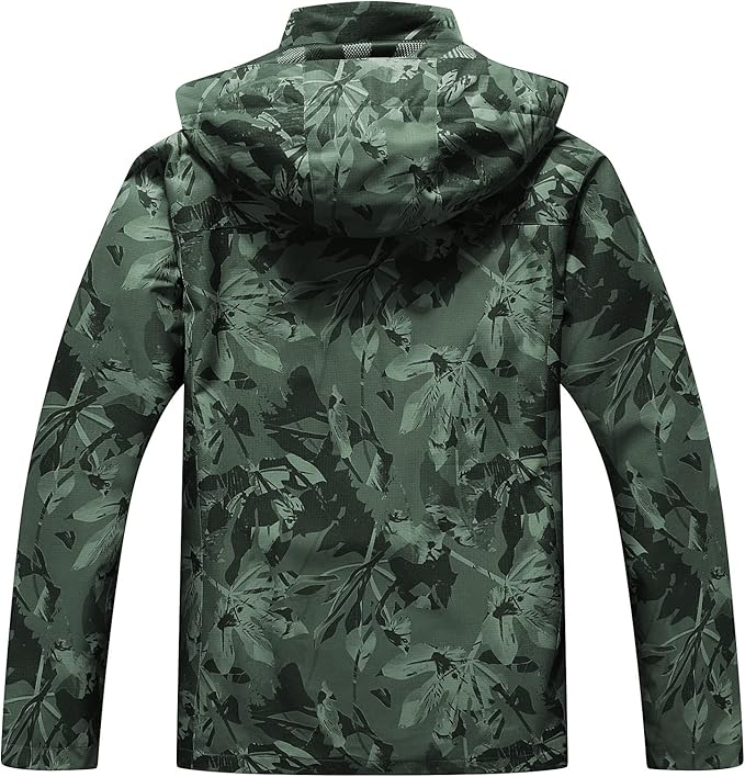 OTU Men's Lightweight Waterproof Hooded Rain Jacket Outdoor Raincoat Shell Jacket for Hiking Travel