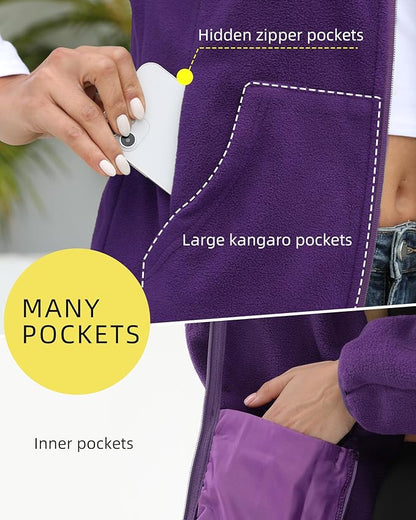 Argstar Women's Fleece Jacket with 6 Pockets (XS-2XL)