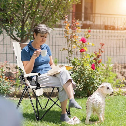 HAPPYGRILL Folding Camping Chair with Carrying Bag, Portable Lawn Chair with Cup Holder, 330 LBS Outdoor Chair for Outside Fishing Travel Swimming Picnic