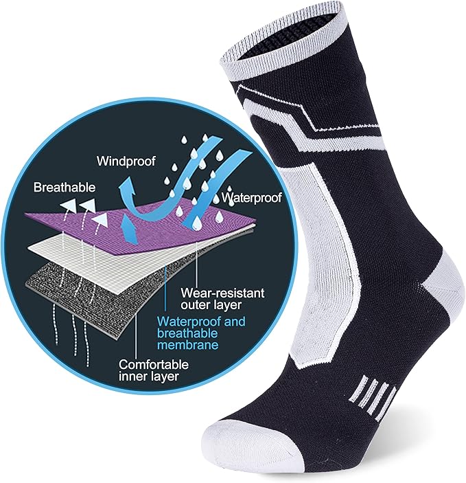 RANDY SUN Waterproof Socks, Unisex Hiking Wading Trail Running Kayaking Crew Socks