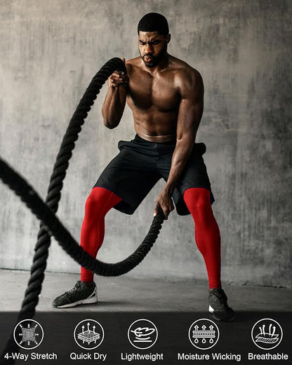 Roadbox 2 Pack Men's Compression Pants, Quick Dry Running Tights Workout Leggings, Athletic Base Layer for Gym Football Yoga