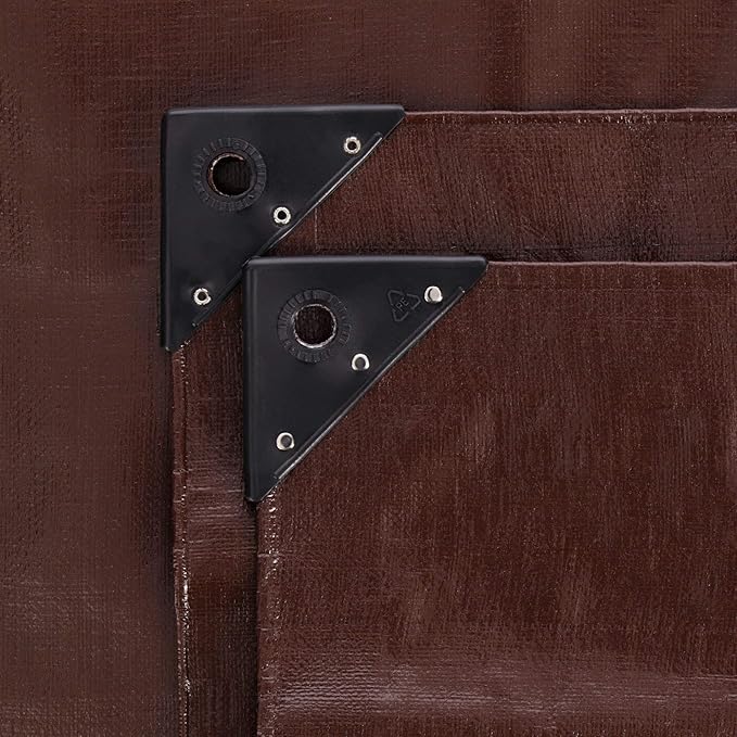 WHITEDUCK Super Heavy Duty Poly Tarp Cover 16 Mil & 10 Mil with Grommets and Reinforced Edges (Brown, White & Silver Black) (Brown- 16 Mil, 10' x 12')