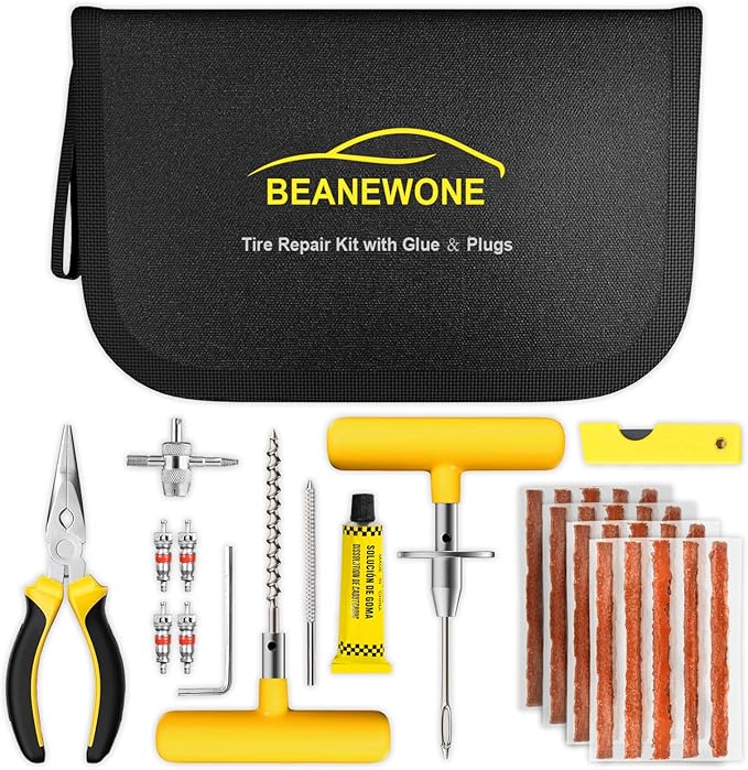 Tire Repair Kit with Plugs, Tire Plug Kit Heavy Duty Professional for Car, ATV, Motorcycle, Truck, Flat Tire Emergency Repair(Zipper Bag Type-33 PCs)