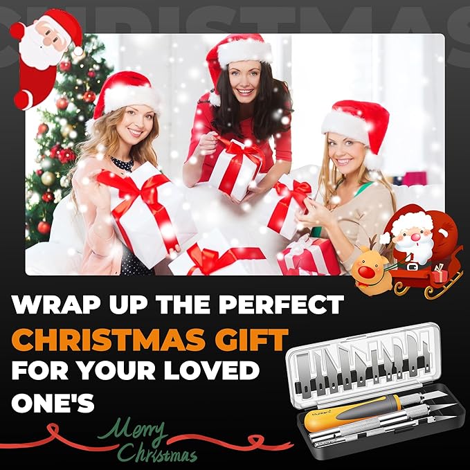 MulWark Exacto Knife Set | Craft Knife Kit | 16pc Precision Craft Hobby Kit with Razor Sharp Knives for Wood, Crafting, Leather, Scrapbooking & Modeling