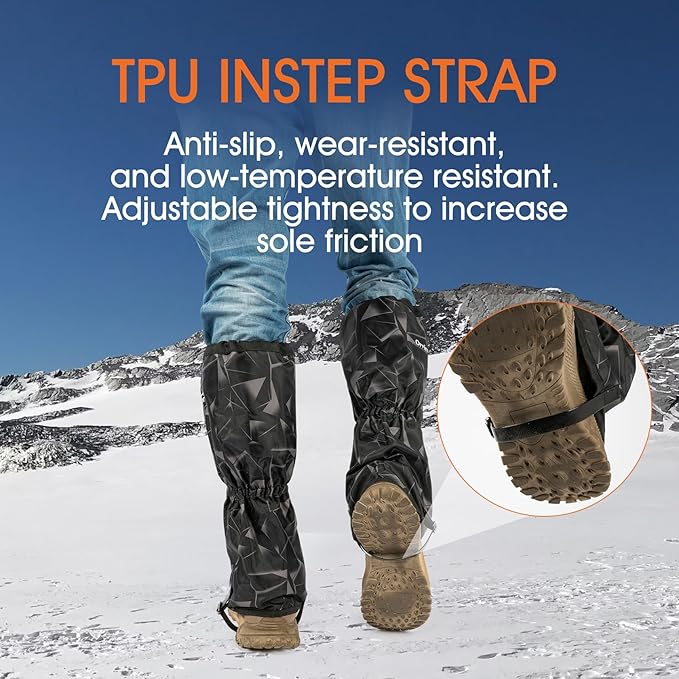 Waterproof Adjustable Leg Gaiters for Men and Women Snow Boot Gaiters for Hiking in Hunting Sand and Mud Mountain Climbing or Snowshoeing