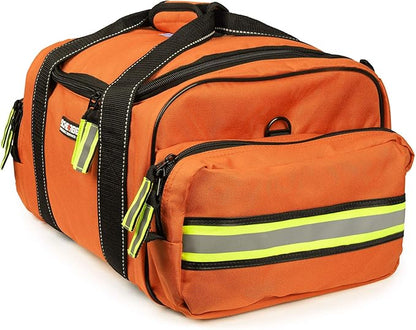 Scherber First Responder Fully-Stocked Large Professional Essentials EMT/EMS Trauma Kit | HSA/FSA Approved | Reflective Bag w/8 Zippered Pockets & Compartments & 250+ First Aid Supplies (Orange)