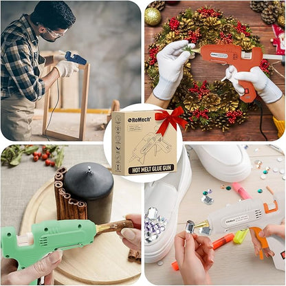 ROMECH Full Size Hot Glue Gun with 60/100W Dual Power and 21 Hot Glue Sticks (7/16"), Fast Preheating Heavy Duty Industrial Gluegun with Storage Case for Crafting, DIY and Repairs (Orange)