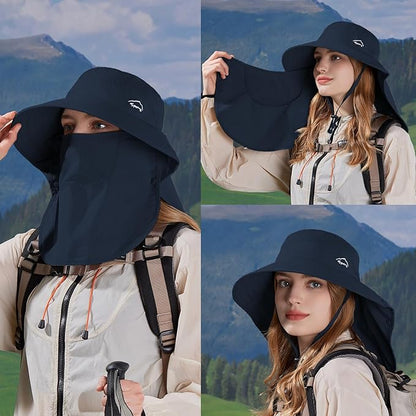 Sun Hat for Men Women with Neck Flap,UPF 50+ UV Protective Hiking Fishing Hats,Wide Brim Sun Hat for Women&Men