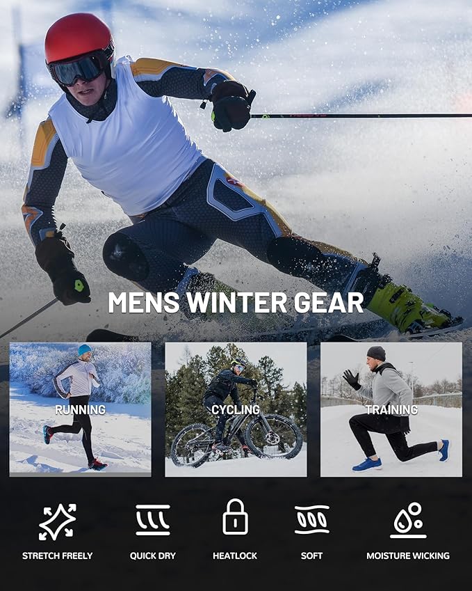 Runhit Men's Thermal Compression Pants Fleece Lined Sports Tights Athletic Leggings Base Layer Bottoms Cold Weather Gear