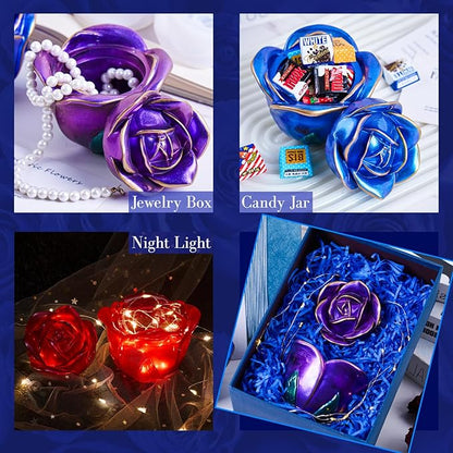 Epoxy Resin Storage Box Silicone Molds Rose Shape Candle Jar with Lid Concrete Mould Cement Planter Candle Vessels Candlestick Craft Gift Mold Resin Jar Molds Jewelry Container Flowerpot Casting Mould