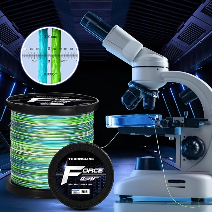 ThonrsLine Force Braided Fishing Line - Incredible Abrasion Resistant Braided Lines for Saltwater or Freshwater - Camo Design Braid for Extra Visibility