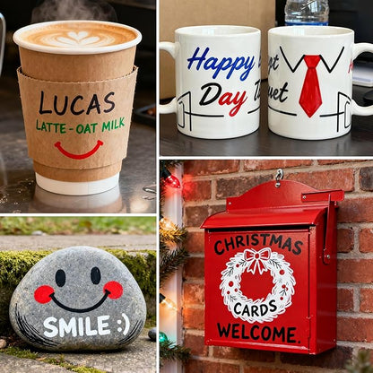 TFIVE Blue Paint Pens Permanent Markers - 24 Pcs Oil Based Paint Markers Set, Quick Dry, Waterproof, Fade Resistant, Medium Tip Marker Pens for Metal, Rock, Wood, Plastic, Canvas, Glass, Rubber