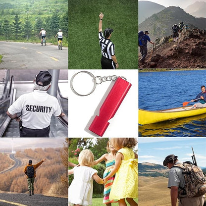 4-Pack Loud 120dB Double Tube Emergency Whistle - Aluminum Alloy, Corrosion-Resistant Safety Whistle with Lanyard & Keychain-Ideal for Camping Hiking Boating Fishing Survival Tool