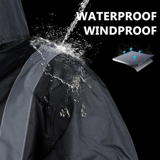 Hi Vis Reflective Safety Rain Jacket and Pants for Men 300D Oxford Waterproof Rain Gears Construction Work Jacket