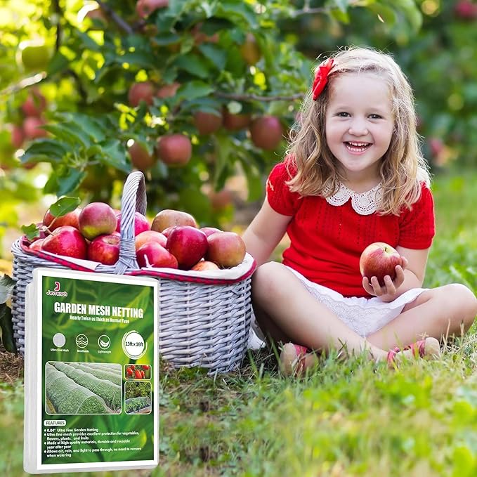 Garden Netting, Jevrench Durable Ultra Fine Garden Netting, Garden Plant Cover Row Cover Makes Plants, Vegetables, Fruits, and Flowers Grow Better (13ft x 16ft)