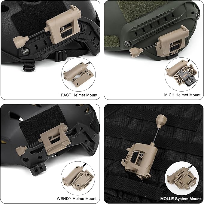 4 in 1 Tactical Helmet Light with IR Red Green White LED Task Lamp, Survival Signal Lights with Mount Accessories for 20mm Picatinny Rail Fast MICH Wendy Helmets MOLLE Belt