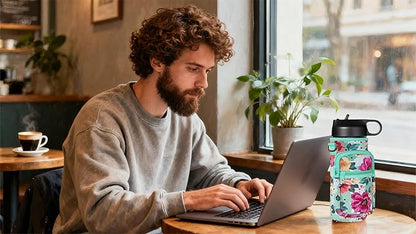 Insulated Water Bottle Holder Sling Bag with Phone Pocket, Adjustable Crossbody Strap for Walking, Hiking, Camping, Fishing