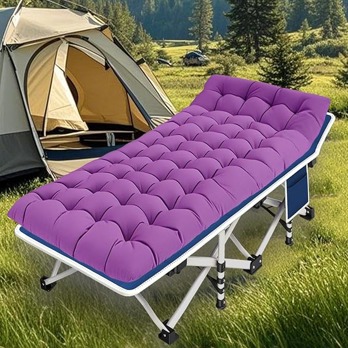 2 Pack Camping Cot with Comfortable Mattress 2 Person Cots for Sleeping Sleeping Cot Folding Cot with Carry Bag Camping Bed Heavy Duty for Home Outdoor Travel