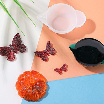 Geiserailie 23 Pcs Silicone Mould Cup Dispensers Mini Measuring Cup Resin Mixing Bowls with Rubber Spoon Glue Stick Small Scraper Color Modulation Tools Kit for DIY Epoxy Resin Craft UV Resin Projects