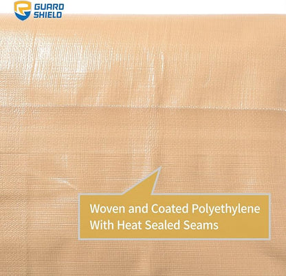 GUARD SHIELD Beige Tarp 12x20 Feet Large Tarps Heavy Duty Outdoor Tarpaulin Cover 12mil