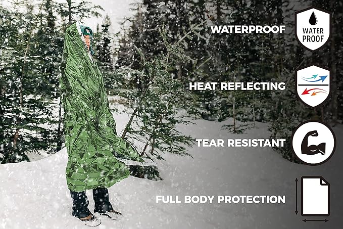 Emergency Mylar Thermal Blanket 4 Pack. Space Blankets for Survival Kits & Extreme Cold Weather - NASA Designed - Perfect for Camping Survival, Bug Out Bag, Hiking, Car Survival