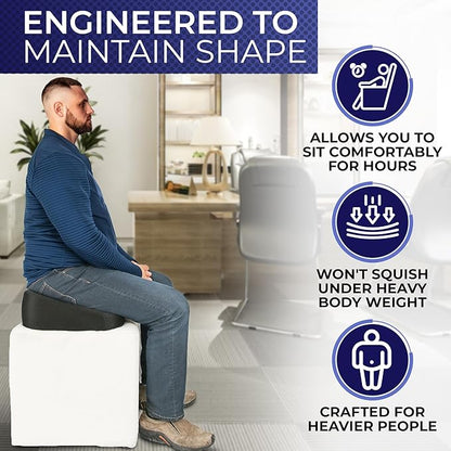 YogiBum Patented Cushion | Extra Large Tailbone Gap | XL Size for 190lbs+ | Med Size for 150-190lbs | Relief for LowBack, Tailbone, Sciatica, Hemorrhoids | Snug Fit on Office/Computer Chairs