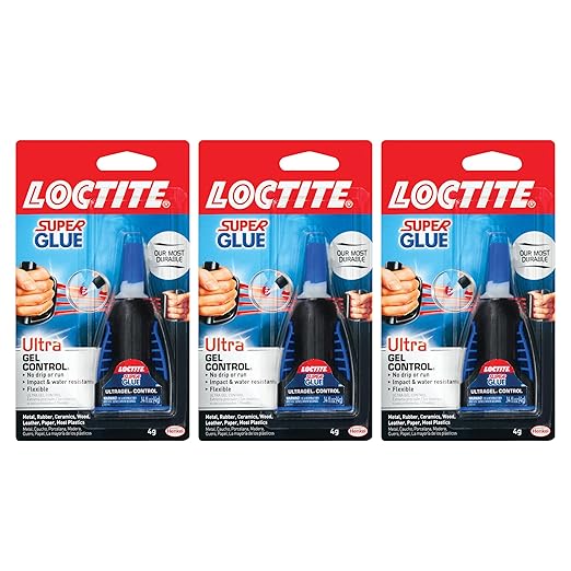Loctite Super Glue Ultra Gel Control, Clear, 0.14 fl oz Bottle, 3 Pack - Superglue for Plastic, Wood, Metal, Crafts & Repair, Cyanoacrylate Adhesive Instant Glue, Quick Dry