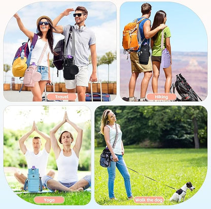 Water Bottle Carrier Bag with Strap, Sling Bag for Walking, Hiking, Cycling, Black, 40 Ounces