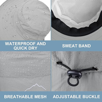 Sun Hat for Men Women with Neck Flap,UPF 50+ UV Protective Hiking Fishing Hats,Wide Brim Sun Hat for Women&Men