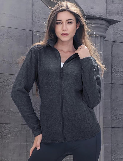 MAGCOMSEN Fleece Jacket Women Zip UP Lightweight Soft Polar Warm Winter Jackets for Women with Pockets Outdoor Hiking