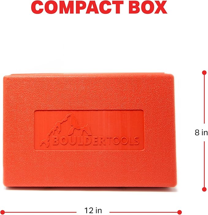 Tire Repair Kit by Boulder Tools - Heavy Duty Plug Kit for Cars, Trucks, Motorcycles, ATVs - Complete Flat Fix Automotive Tools Set with Storage Case, Valve Tool, Pliers, and Repair Plugs