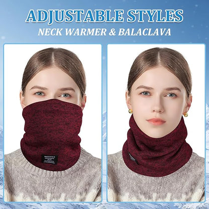 Winter Neck Gaiter Thermal Fleece-Lined Cold-Weather Scarf Wind-Block Face Cover Stretch Lightweight for Men Women