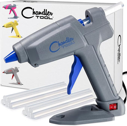 Chandler Tool Full Size Hot Glue Gun And Sticks Set for Crafts and DIY Pistola De Silicona Caliente Inalambrica Complete Heavy Duty Hot Glue Gun Kit With 10 Jumbo Glue Sticks (Blue)