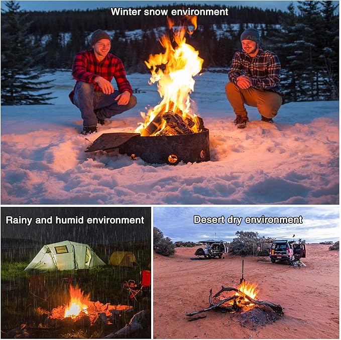 GOLDACE100% Windproof, Rainproof and Moisture- Emergency Survival Tool Kits| Long-Lasting Fire Starters for Campfires| Camping Cooking Kindling Tinder| fire Rope Hemp core| Unlimited Shelf Life