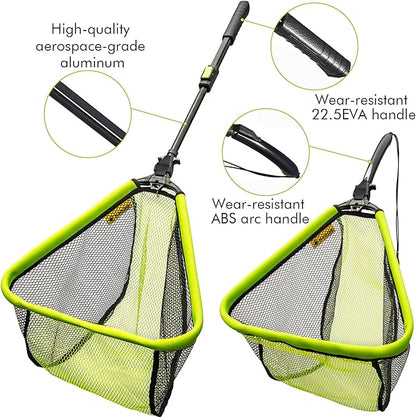 Black Paw Floating Fishing Net Foldable Telescopic Fish Landing Net with Built in Length Scale Rubber Coated for Kayak, Fly, Trout